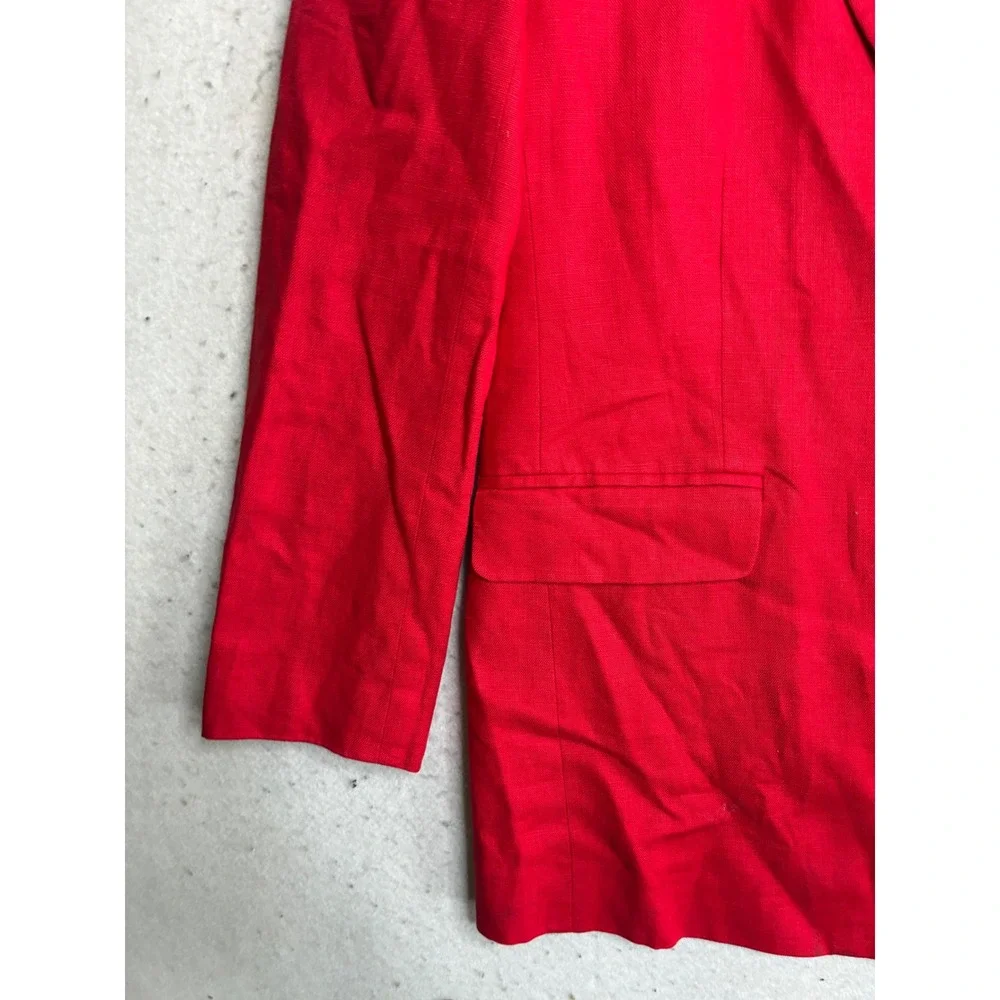 Casual Corner Vintage Red Linen Blazer Jacket Size 8 RN 58973 MISSING BUTTON